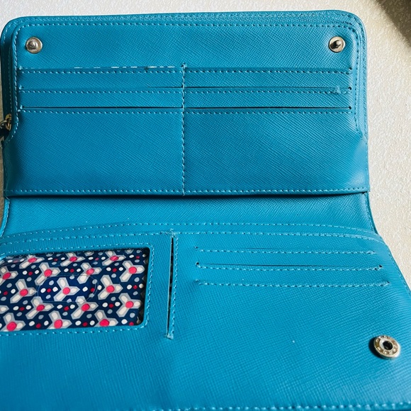 NWOT Beautiful Turquoise Long TORY BIRCH Authentic Wallet with stunning inside! - Picture 4 of 9